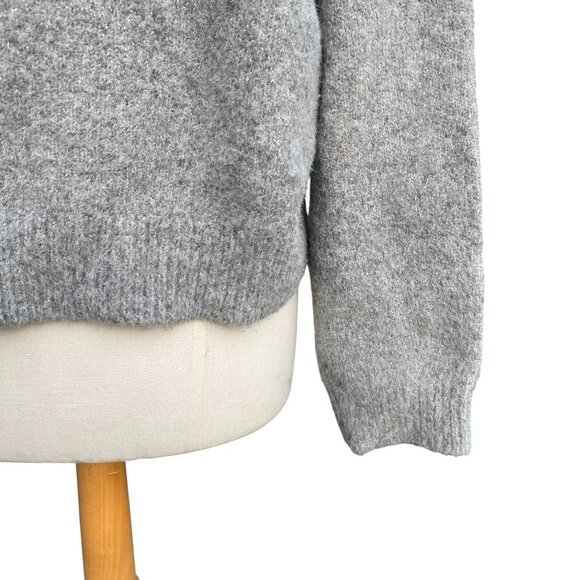 Maeve Anthropologie Sparkle Gray Bow Sweater Slouchy Oversized Holiday Party-L - Picture 9 of 10